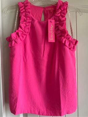 Lilly Pulitzer Hot Pink Ruffle Strap Tank